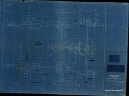 Operating Gear Plan Elevation 24-24-60 Hoisting Engine Blueprint Built for the Champion Copper Company