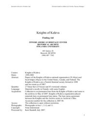 Knights of Kaleva Records Finding Aid