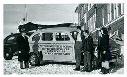 Students Standing Near Stephenson Public School Driver Training Car (Part of the NMU Historic Photographs Collection)