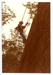 Person Rappelling Down a Cliff (Part of the NMU Historic Photographs Collection)