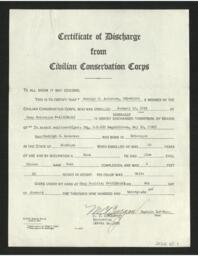 Rudolph C. Anderson Civilian Conservation Corps Discharge Papers