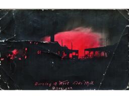 Burning of Ontonagon West Side Mill Postcard