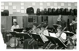 Brass and Percussion Sections Practicing (Part of the NMU Historic Photographs Collection)