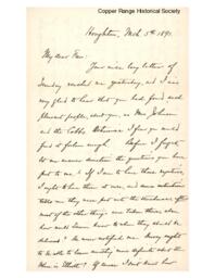 Lucius Lee Hubbard to Fannie Hubbard, 1891-03-05