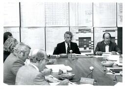 Dr. Sell and John X. Jamrich at Conference Table (Part of the NMU Historic Photographs Collection)