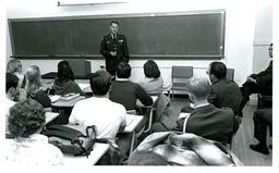 Professor in Military Uniform Giving Lecture (Part of the NMU Historic Photographs Collection)