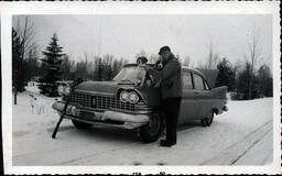 Thomas Ross with Hunting Dogs and Car