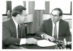 Richard J. Celello and Unknown Man Talking (Part of the NMU Historic Photographs Collection)