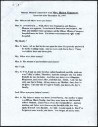 Helen Simmons Oral History Transcript, 1997