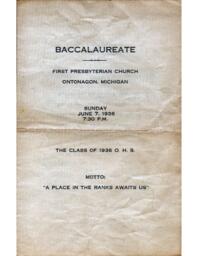 1936 Ontonagon High School Baccalaureate Program