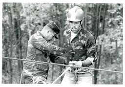 Student in Camo Preparing to Rappel (Part of the NMU Historic Photographs Collection)