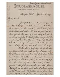 Lucius Lee Hubbard to Fannie Hubbard, 1891-04-12