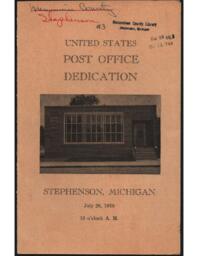 United States Post Office Dedication, Stephenson, Michigan program