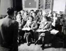 Biology--Dr. West 's Class ca. 1950: View of Class and the Back of Dr. West