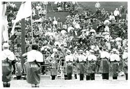 Marching Band Performing in Rain Coats (Part of the NMU Historic Photographs Collection)