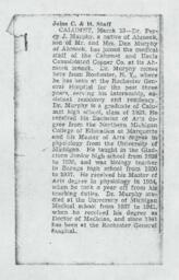 Percy J. Murphy newspaper article, undated