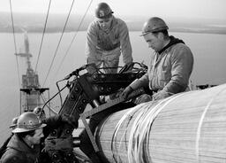 Cable spinning during Mackinac Bridge construction (6 of 33)