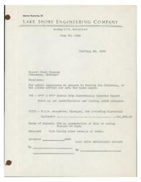 Contract Between Lake Shore Engineering and Inland Steel Company for a 8’-0” X 5’0” Double Drum Electric Hoist