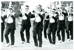 Closeup of Trumpet Section in Marching Band (Part of the NMU Historic Photographs Collection)