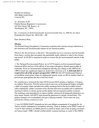 Northwood Alliance, Inc. Comments on Environmental Assessment for Au Train Hydroelectric Project