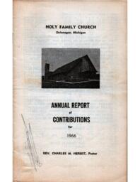 Ontonagon Holy Family Church Annual Report of Contributions for 1966