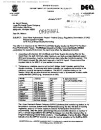 Dead River Hydroelectric Project Annual Water Quality Monitoring, 2017