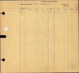 Copper Range Company Transfer Ledger 1907-1928, #051 Expenses H