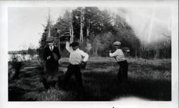 Young Tom Ross and Friends with Baseball Gear