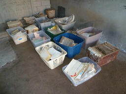 Water Damaged Painesdale Mine and Shaft Documents inside Block Building