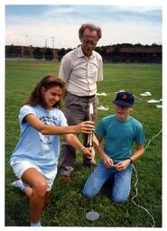 Unknown Instructor and Two Students Launch Model Rocket (Part of the NMU Historic Photographs Collection)