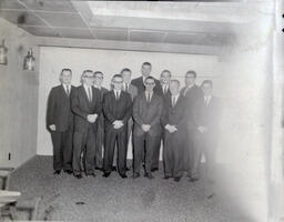 Blue Key Fraternity Installation and Initiation 1961, 1962: Eleven Men Standing, Poor Photo Quality