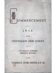 1936 Ontonagon High School Commencement Program