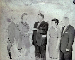 West Hall Dedication Fall 1960: Three Men, Two Women Standing