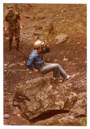 Man Landing on Rock with Rappelling Gear (Part of the NMU Historic Photographs Collection)