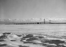 Beach View of Mackinac Bridge