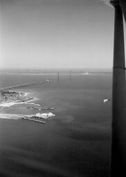 Aerial view of the final connection of the Mackinac Bridge (1 of 3)