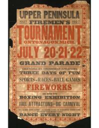 Upper Peninsula Firemen's Tournament Poster, 1927