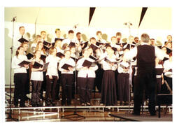 Front View of Choir Performing on Risers (Part of the NMU Historic Photographs Collection)