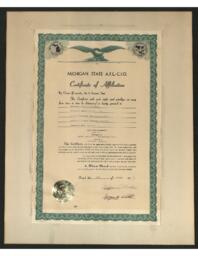 Michigan State A.F.L.-C.I.O Ontonagon Paperworkers Certificate of Affiliation