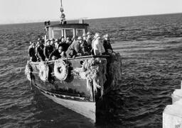 Boat taking workers to Mackinac Bridge (2 of 2)