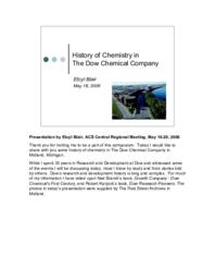 History of Chemistry in The Dow Chemical Company