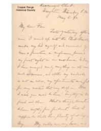 Lucius Lee Hubbard to Fannie Hubbard, 1892-05-05