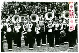 Marching Band Playing in front of Football Stands (Part of the NMU Historic Photographs Collection)