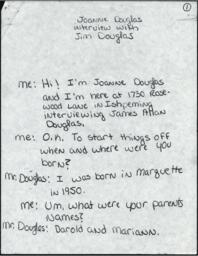 Jim Douglas Oral History Transcript, undated