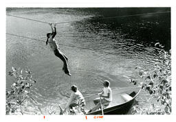 Student on Rope above Water (Part of the NMU Historic Photographs Collection)