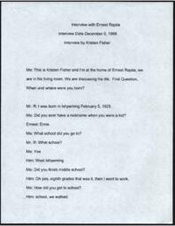 Ernest Rajala Oral History Transcript, 1998