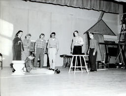 Masquers--"Thieves Carnival" 1958: Actors on Stage Looking at Sad Man on Ground