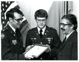 Frank Allen Jokinen and Two Other Men with Award (Part of the NMU Historic Photographs Collection)