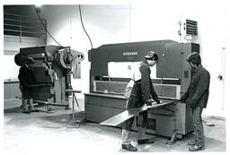 Students Using a Press Brake (Part of the NMU Historic Photographs Collection)