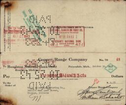 Copper Range Company Disbursement Checks and Invoices, 1943